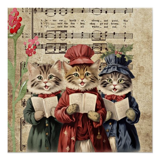Poster Christmas Caroling Cats (Devant)