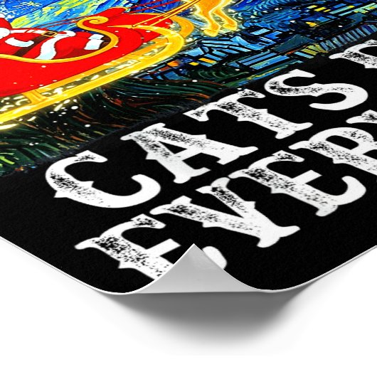 Poster Christmas Cats For Everybody Funny Santa Starry Ni (Coin)