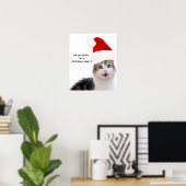 POSTER CHRISTMAS CHAT AVEC CASQUETTE SANTA CLAUS (Bureau à domicile)