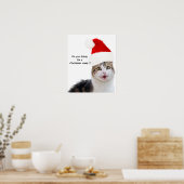 POSTER CHRISTMAS CHAT AVEC CASQUETTE SANTA CLAUS (Cuisine)