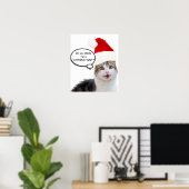 POSTER CHRISTMAS CHAT AVEC CASQUETTE SANTA CLAUS (Bureau à domicile)
