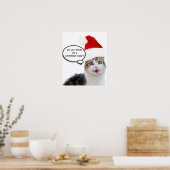 POSTER CHRISTMAS CHAT AVEC CASQUETTE SANTA CLAUS (Cuisine)
