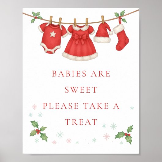 Poster Christmas Clothesline Take Treat Baby Shower Sign (Devant)