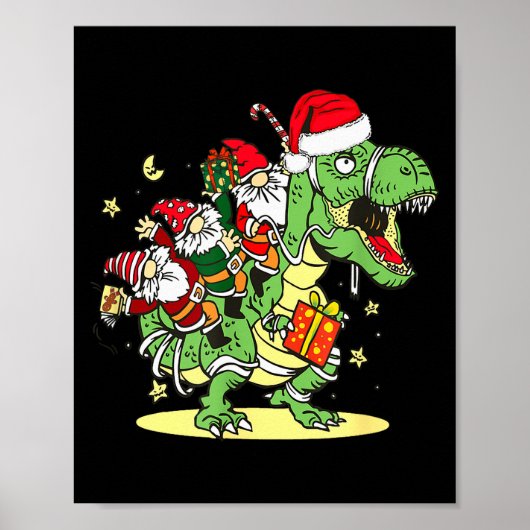 Poster Christmas, Dino, Ugly Xmas, Trex Dinosaur, Gnome  (Devant)