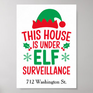 Poster Christmas Elf Surveillance Ajouter Votre Adresse P