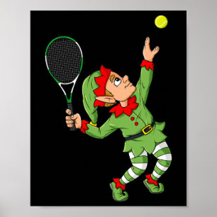 Poster Christmas Elf Tennis Fun Boys Girls Enfants Ados X