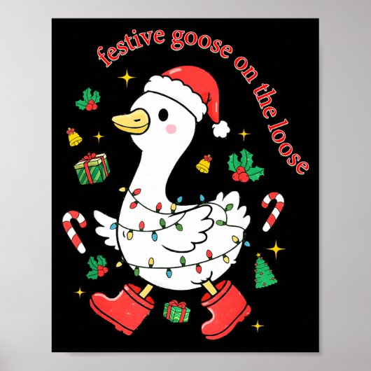 Poster Christmas Festive Goose On The Loose Silly Goose X (Devant)