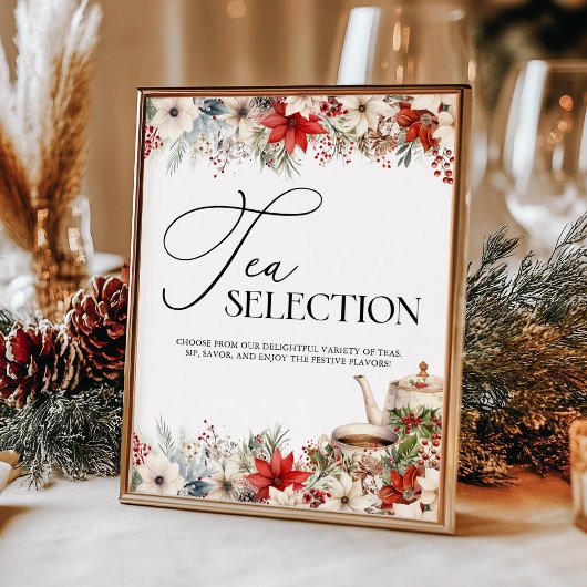 Poster Christmas Floral Holiday Tea Party Tea Selection