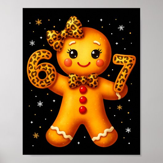 Poster Christmas Funny Gingerbread Six Seven 67 Leopard B (Devant)
