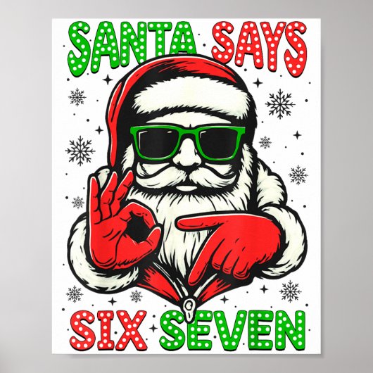 Poster Christmas Funny Santa Says Six Seven 67 Meme Xmas  (Devant)