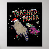 Poster Christmas Funny Trashed Panda Racoon Gets Drunk Xm (Devant)