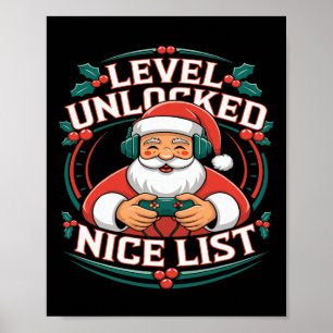 Poster Christmas Gamer Boys Nice List jeu vidéo Père Noël