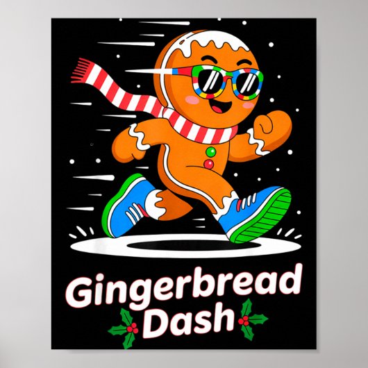 Poster Christmas Gingerbread Dash Running Runner Xmas Mar (Devant)
