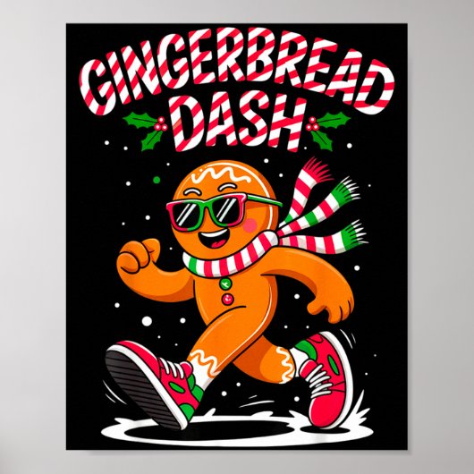 Poster Christmas Gingerbread Dash Running Runner Xmas Mar (Devant)