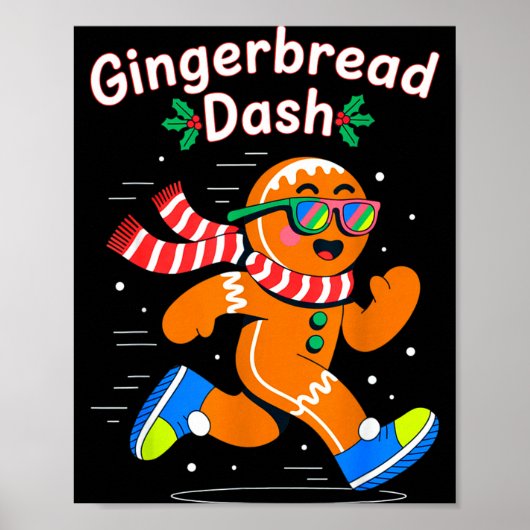 Poster Christmas Gingerbread Dash Running Runner Xmas Mar (Devant)