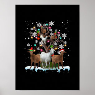 Poster Christmas Goat On Tree Santa Goat Lover's