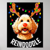 Poster Christmas Goldendoodle Reindeer Doodle Dog Reindoo (Devant)