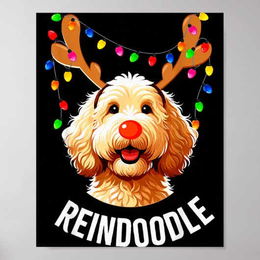 Poster Christmas Goldendoodle Reindeer Doodle Dog Reindoo (Devant)