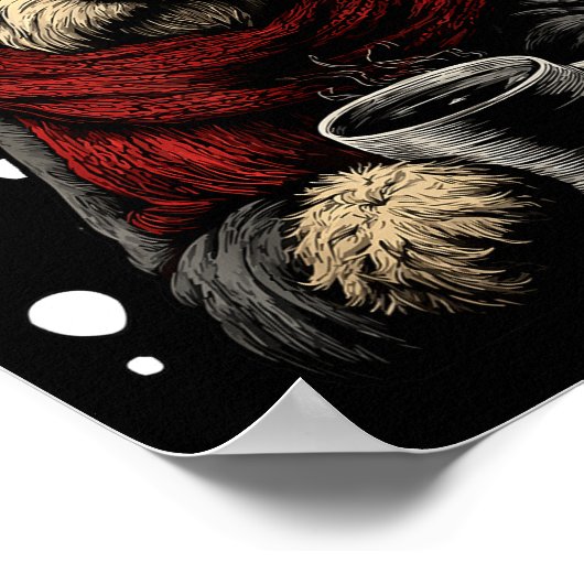 Poster Christmas Goldendoodle Santa Hat Coffee Lover Funn (Coin)