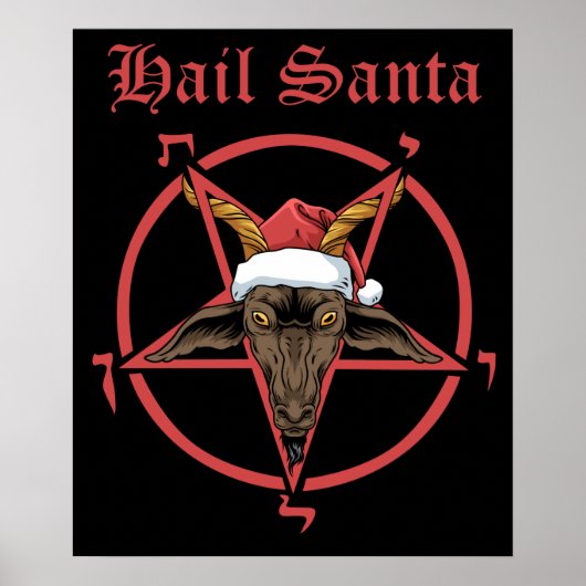Poster Christmas Hail Père Noël Satanism Goat Satan Bapho (Devant)