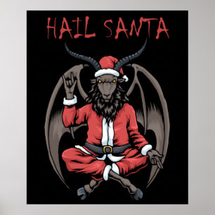Poster Christmas Hail Père Noël Satanisme Goat Baphomet