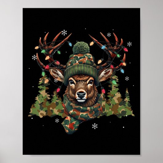 Poster Christmas Holiday Camo Hunting Reindeer Deer Xmas  (Devant)