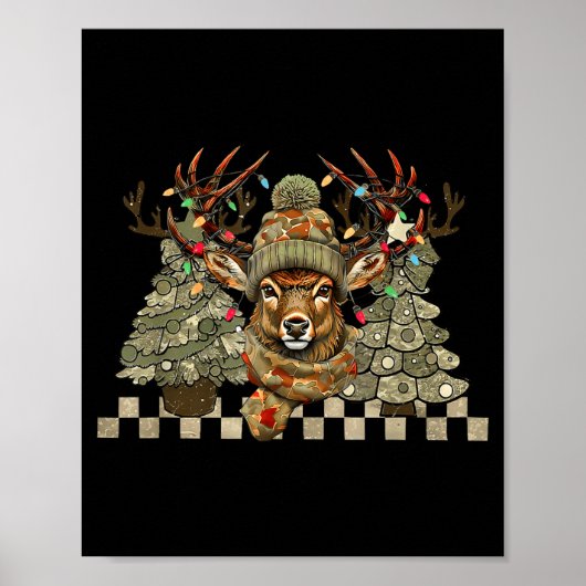 Poster Christmas Holiday Camo Hunting Reindeer Deer Xmas (Devant)