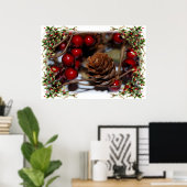 Poster Christmas Holly et Pinecone (Bureau à domicile)