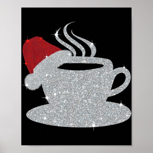 Poster Christmas Hot Coffee Cup Santa's Hat Xmas Holidays (Devant)