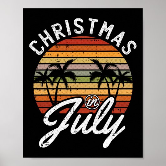 Poster Christmas In July Retro Tropical Beach Summer Hawa (Devant)