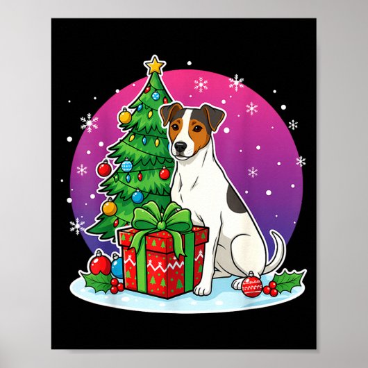 Poster Christmas Jack Russell Santa Hat Xmas Jack Russell (Devant)
