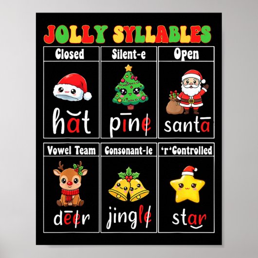 Poster Christmas Jolly Syllables Teacher Students Funny S (Devant)