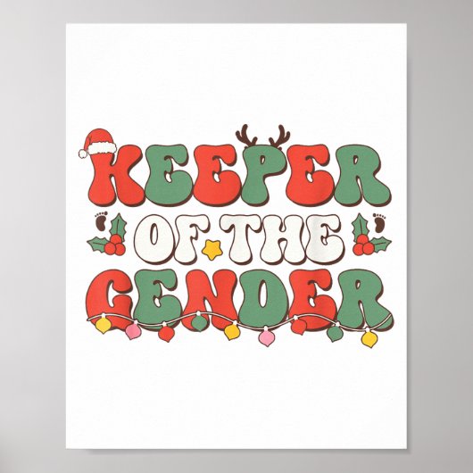 Poster Christmas Keeper Of The Gender Reveal Baby Announc (Devant)