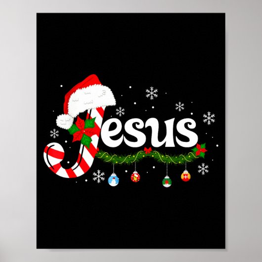 Poster Christmas Letter J For Jesus Christian Candy Cane  (Devant)