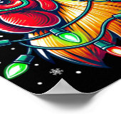 Poster Christmas Lights Chicken Santa Hat Funny Xmas Tree (Coin)