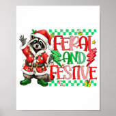Poster Christmas Lights Feral But Festive Funny Raccoon S (Devant)