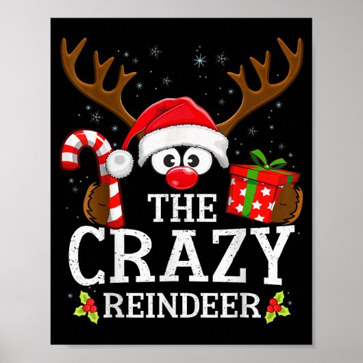 Poster Christmas Matching The Crazy Reindeer Family  (Devant)