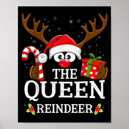 Poster Christmas Matching The Queen Reindeer Family  (Devant)
