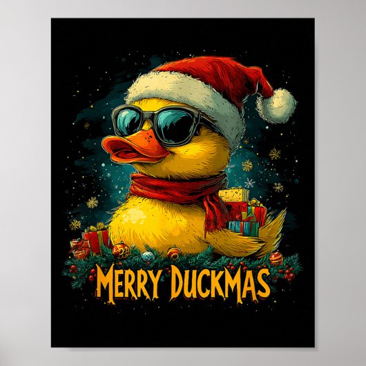 Poster Christmas Merry Duckmas Funny Quackmas Pajama Duck (Devant)
