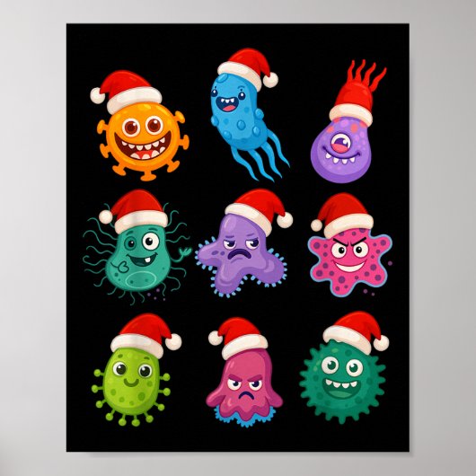 Poster Christmas Microbiology Bacteria Santa Science Xmas (Devant)