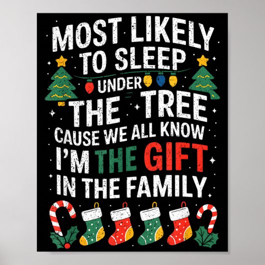 Poster Christmas Most Likely To Sleep Under The Tree I'm  (Devant)