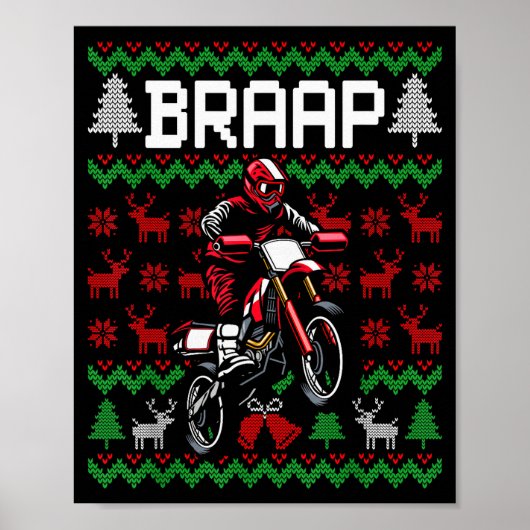 Poster Christmas Motorcycle Motocross Braap Dirt Bike (Devant)
