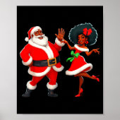 Poster Christmas Mr Santa Mrs Claus Dancing African Ameri (Devant)