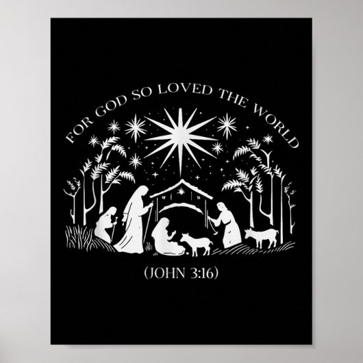 Poster Christmas Nativity Scene For God So Loved The Worl (Devant)