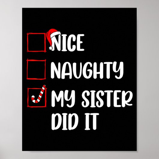 Poster Christmas Nice Naughty Sister Did It Xmas Family B (Devant)