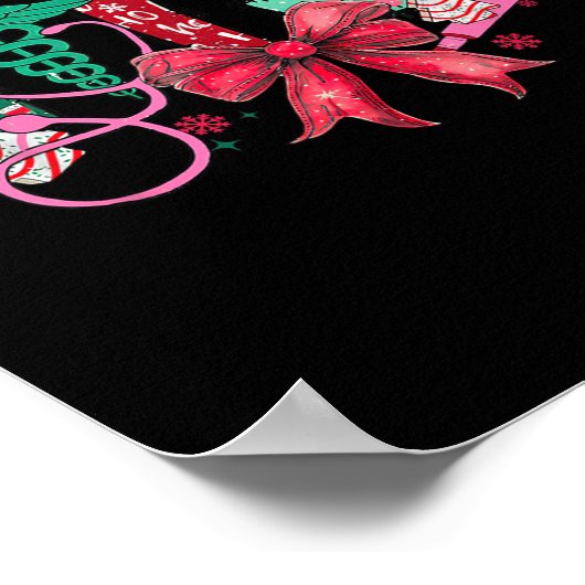 Poster Christmas Nurse Coquette Bow Stethoscope Er Rn Icu (Coin)