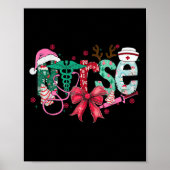 Poster Christmas Nurse Coquette Bow Stethoscope Er Rn Icu (Devant)