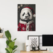 Poster Christmas Panda Art Print, Funny Holiday (Bureau à domicile)