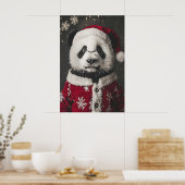 Poster Christmas Panda Art Print, Funny Holiday (Cuisine)