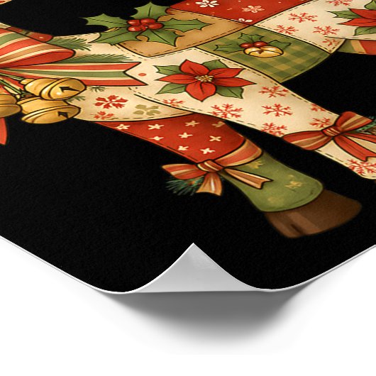 Poster Christmas Patchwork Reindeer Xmas Family Men Women (Coin)